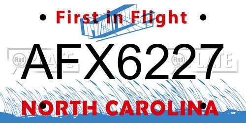 AFX6227 North Carolina License Plate