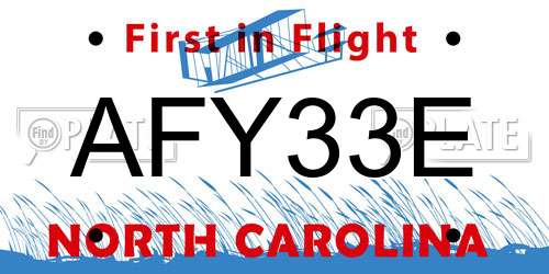 AFY33E North Carolina License Plate