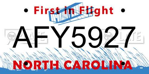 AFY5927 North Carolina License Plate