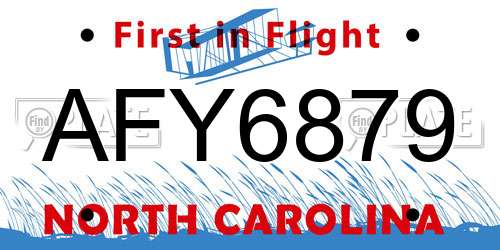 AFY6879 North Carolina License Plate