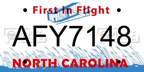 AFY7148 North Carolina License Plate