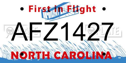 AFZ1427 North Carolina License Plate