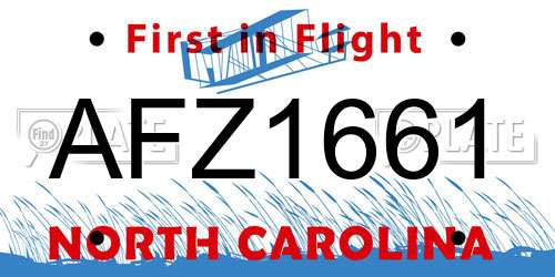 AFZ1661 North Carolina License Plate