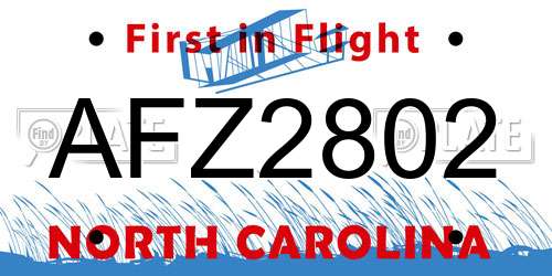 AFZ2802 North Carolina License Plate