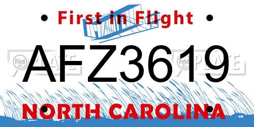 AFZ3619 North Carolina License Plate