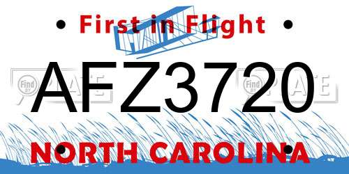 AFZ3720 North Carolina License Plate