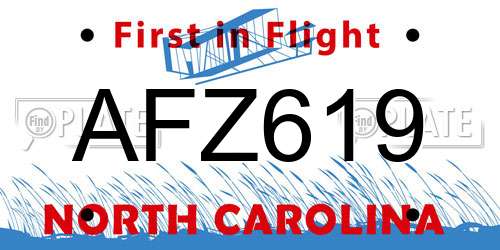 AFZ619 North Carolina License Plate