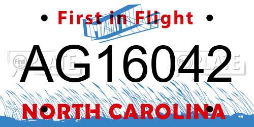 AG16042 North Carolina License Plate