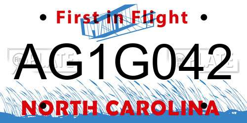 AG1G042 North Carolina License Plate