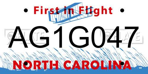 AG1G047 North Carolina License Plate
