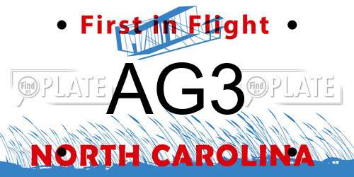 AG3 North Carolina License Plate