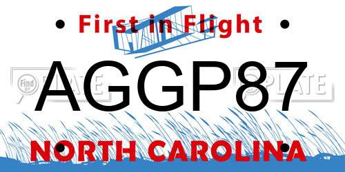AGGP87 North Carolina License Plate
