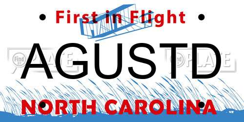 AGUSTD North Carolina License Plate
