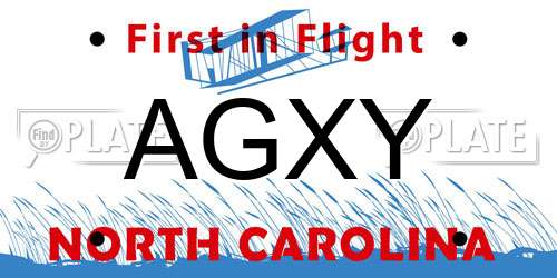 AGXY North Carolina License Plate