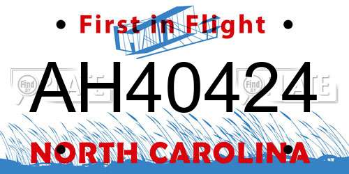 AH40424 North Carolina License Plate