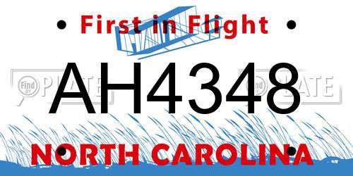 AH4348 North Carolina License Plate