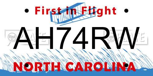 AH74RW North Carolina License Plate
