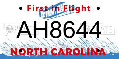 AH8644 North Carolina License Plate