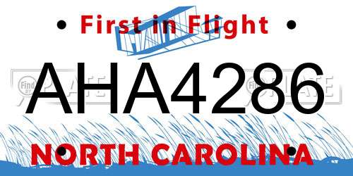 AHA4286 North Carolina License Plate