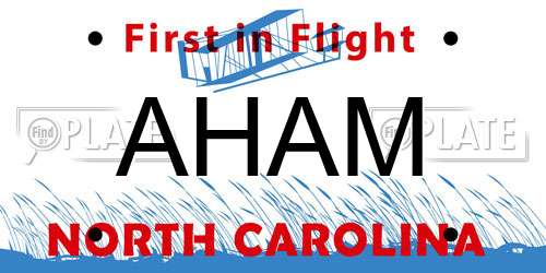 AHAM North Carolina License Plate