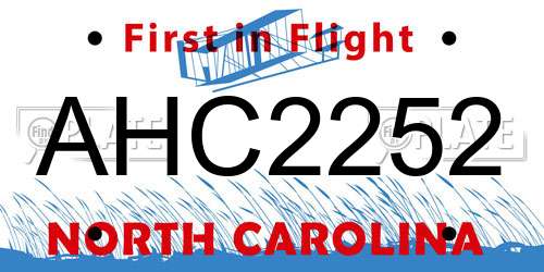 AHC2252 North Carolina License Plate