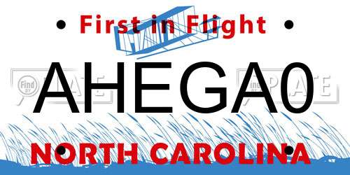 AHEGA0 North Carolina License Plate