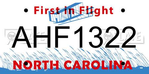 AHF1322 North Carolina License Plate