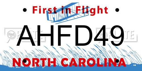 AHFD49 North Carolina License Plate