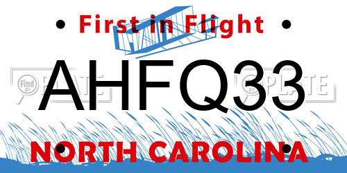 AHFQ33 North Carolina License Plate