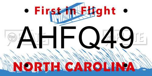 AHFQ49 North Carolina License Plate