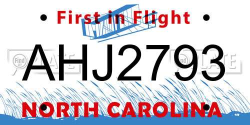 AHJ2793 North Carolina License Plate