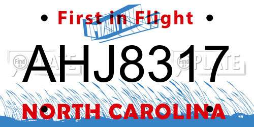 AHJ8317 North Carolina License Plate