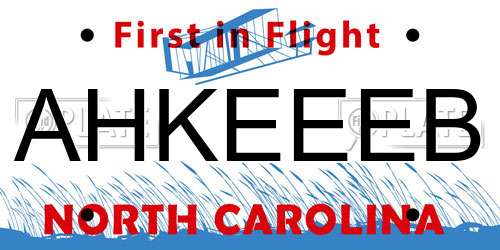 AHKEEEB North Carolina License Plate