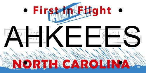 AHKEEES North Carolina License Plate
