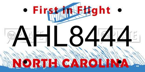 AHL8444 North Carolina License Plate