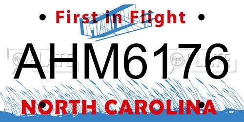 AHM6176 North Carolina License Plate