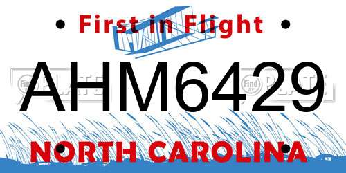 AHM6429 North Carolina License Plate