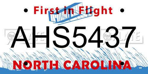 AHS5437 North Carolina License Plate