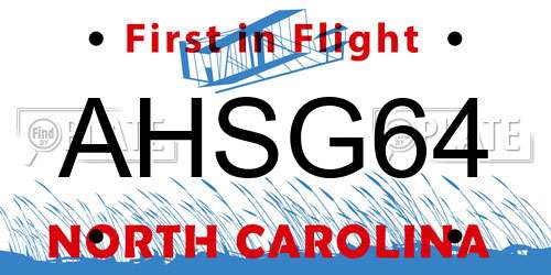 AHSG64 North Carolina License Plate