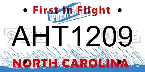 AHT1209 North Carolina License Plate