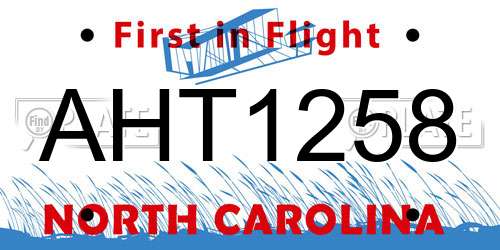 AHT1258 North Carolina License Plate