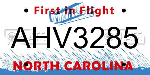 AHV3285 North Carolina License Plate