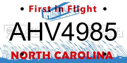 AHV4985 North Carolina License Plate