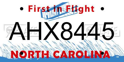 AHX8445 North Carolina License Plate