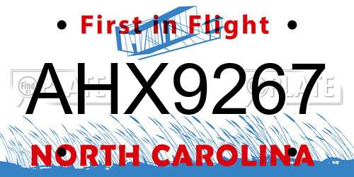 AHX9267 North Carolina License Plate