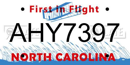 AHY7397 North Carolina License Plate