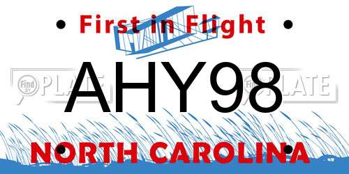 AHY98 North Carolina License Plate