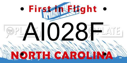 AI028F North Carolina License Plate