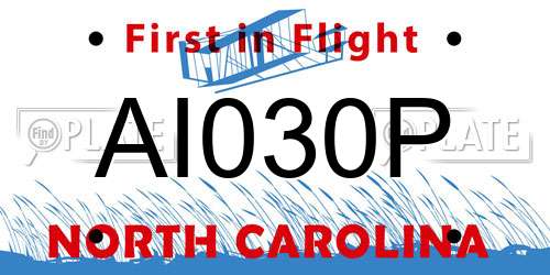 AI030P North Carolina License Plate
