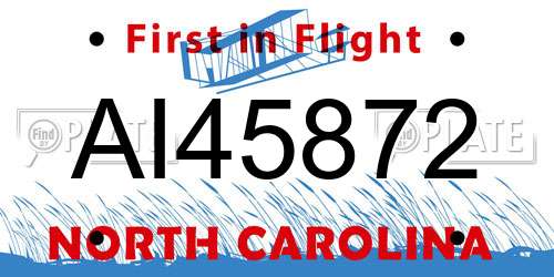 AI45872 North Carolina License Plate